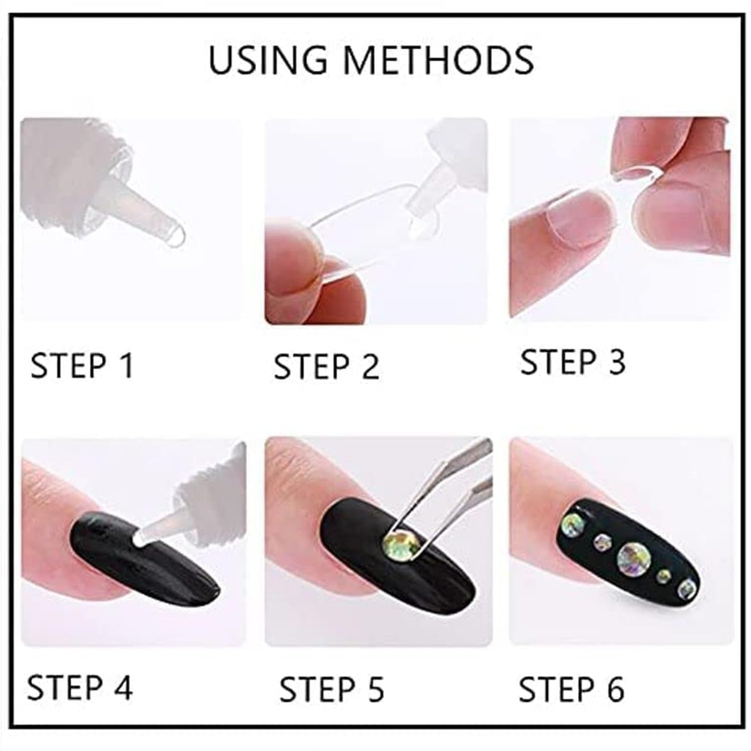 Artificial Reusable Nails Set With One 3gm Nail Glue, Perfect For Nails Extension -100 Nails & One Nail Glue(3gm) FREE