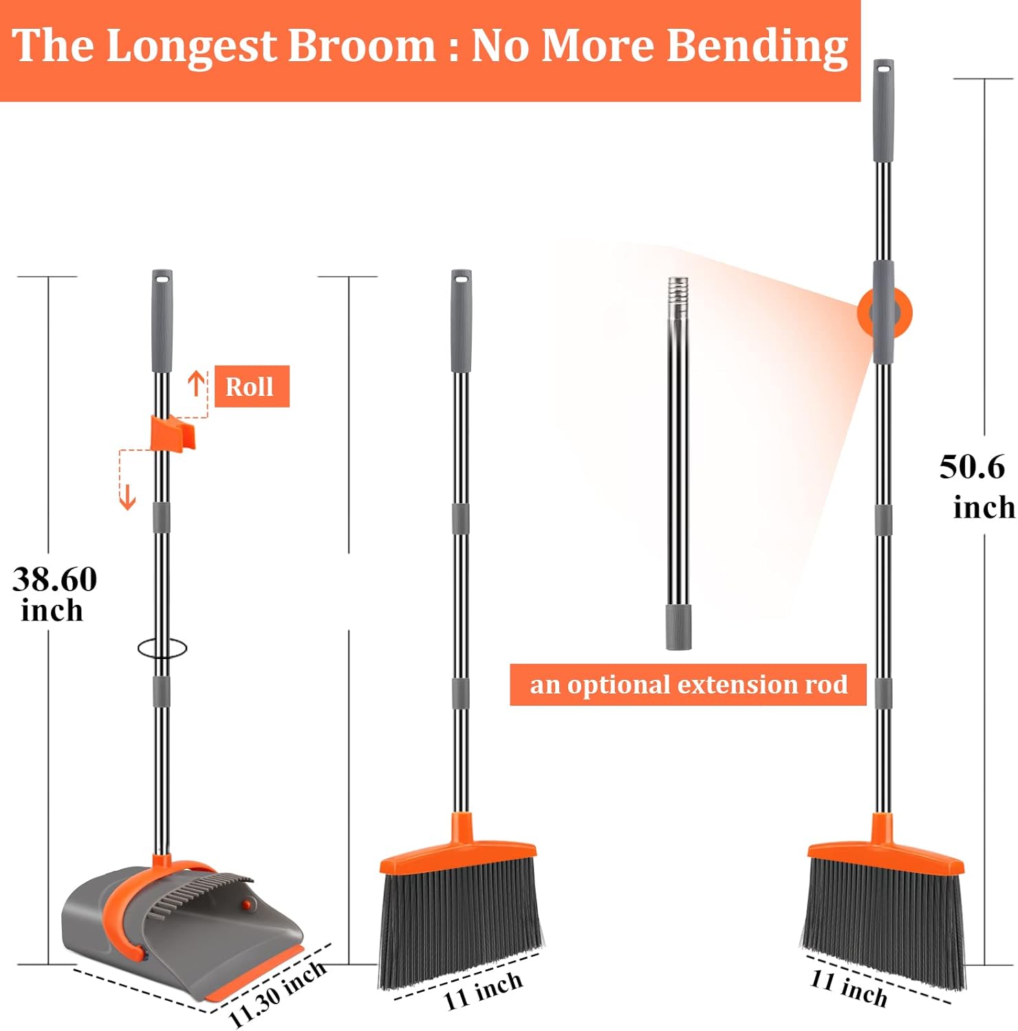Attachable Broom With Dustpan