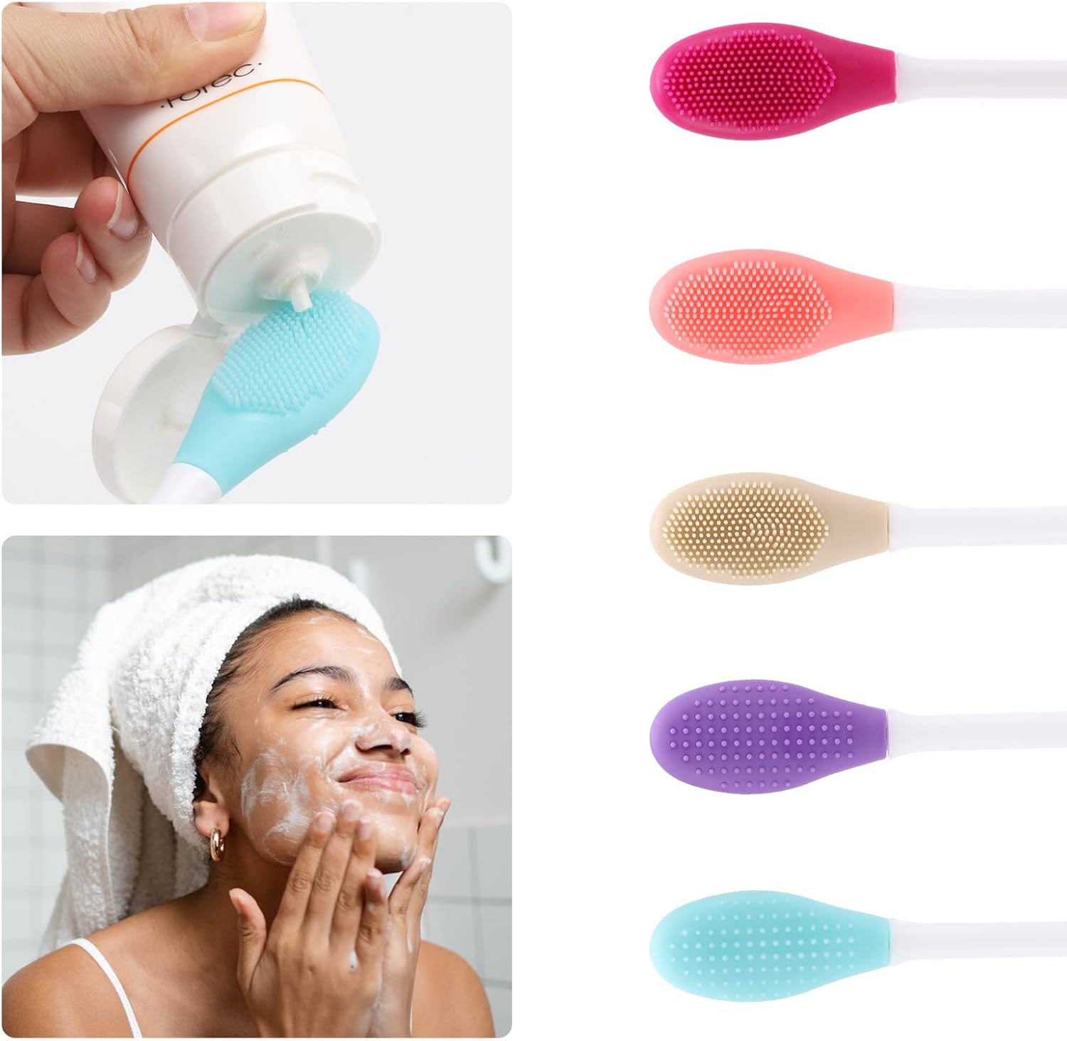 Silicone Face Mask Applicator, 2 in 1 Double-Sided Facial Scrubber Brush Tool