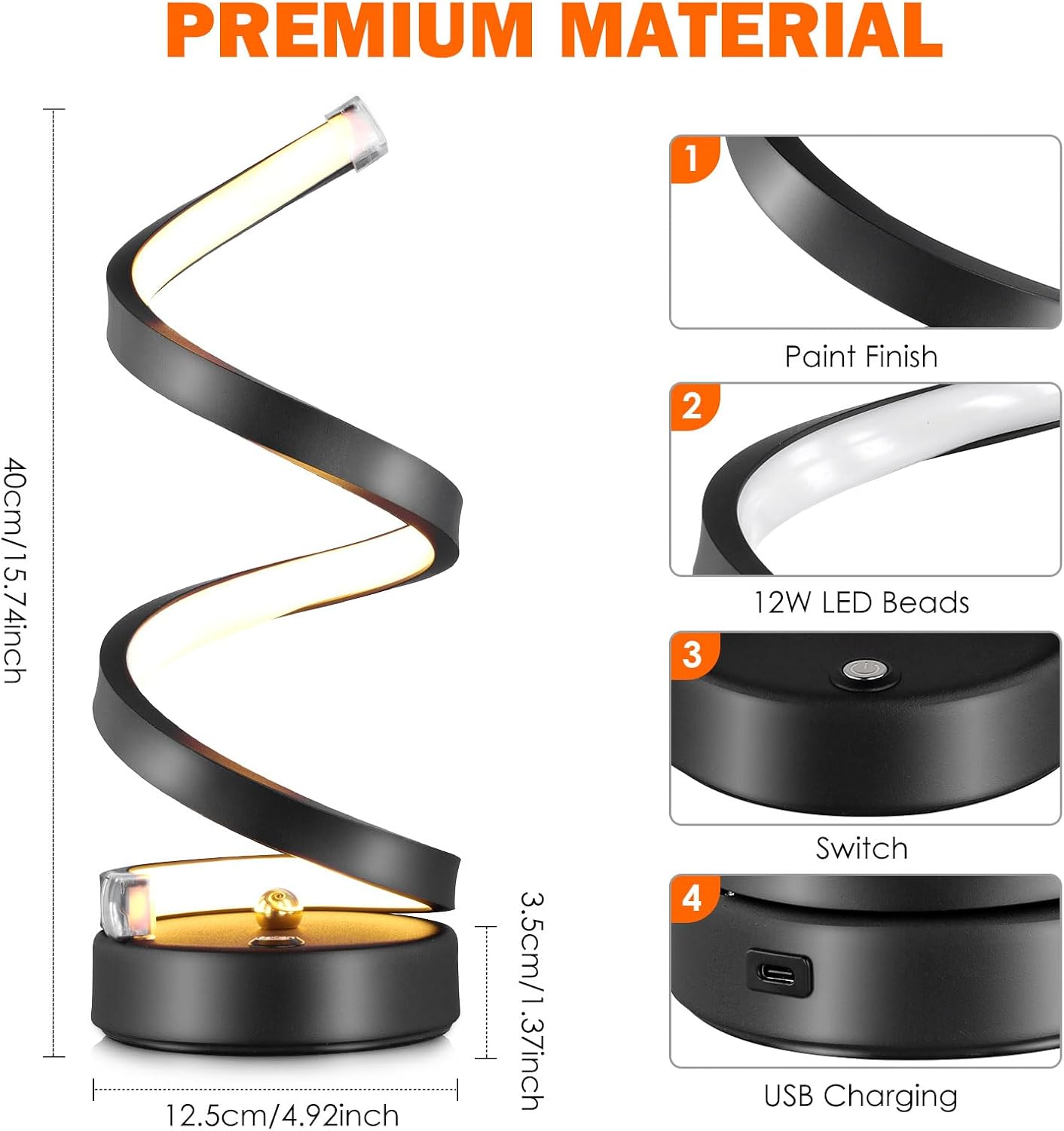 Spiral LED 3 Colors Adjustable Light