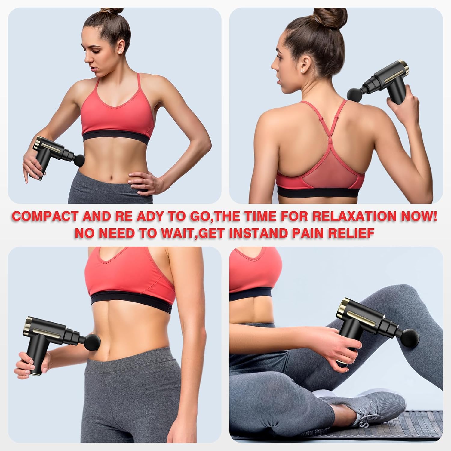Massage Gun Deep Tissue for Pain Relief with 4 Massage Heads & 6 Speeds