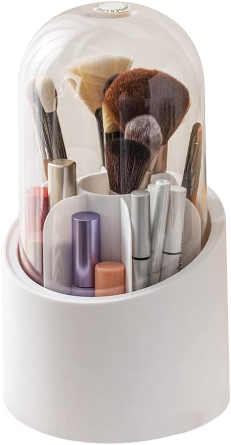 360° Rotating Makeup Brush Holders Organizer Lid Dust proof