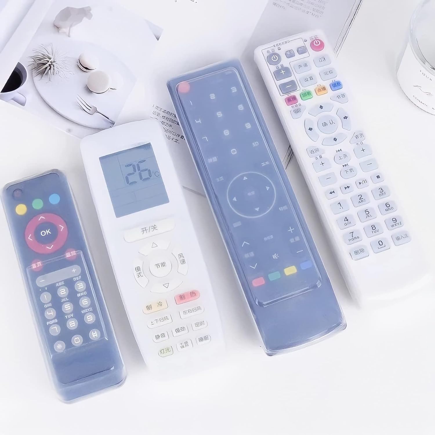 Silicone TV & Air Condition Remote Control Cover Protection Pouch Waterproof Fluorescence Dust Remote Control Cover(S,L)