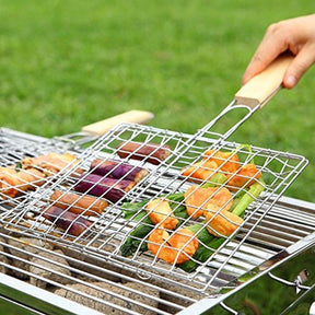 Complete BBQ Accessories 1 Piece Portable Grill 1 Piece Oil Spray Bottle 1 Piece Oil Bottle with Brush 1 Piece BBQ Clip Folder Grill (Pack of 6) Barbecue Skewers Stainless Steel Sticks
