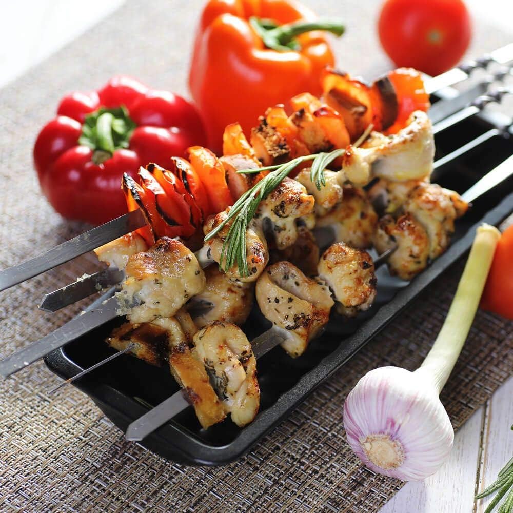 Barbecue Skewers Stainless Steel Sticks (Pack of 6)