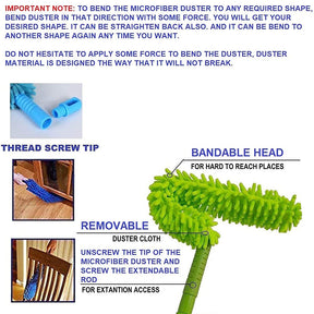 Flexible Fan Cleaning Duster for Multi-Purpose Cleaning with Long Rod